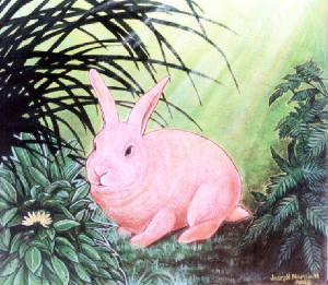 Year of the Rabbit  22x22 canvas board Joe Namsinh