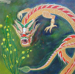Year of the Dragon  22x22 canvas board Joe Namsinh