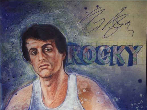 SLY STALLONE signed, , Acrylic Paint  SOLD.